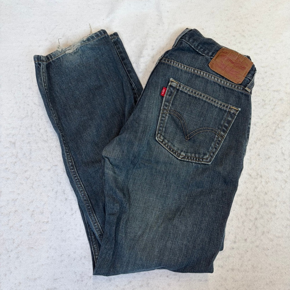 Levi's 514 Slim Straight Jeans Mens 28x31 Blue Denim Distressed